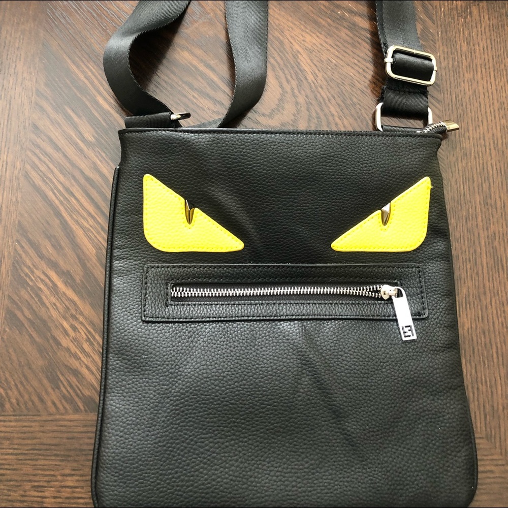 Fendi Black monster purse yellow eyes